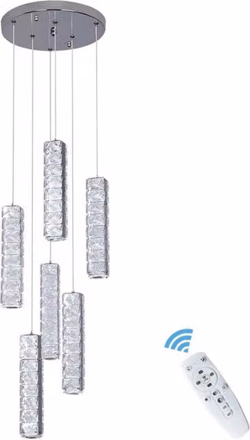 Bath Plus TB+ Dimmable Crystal LED Suspended Pendant Light in Transparent and Silver