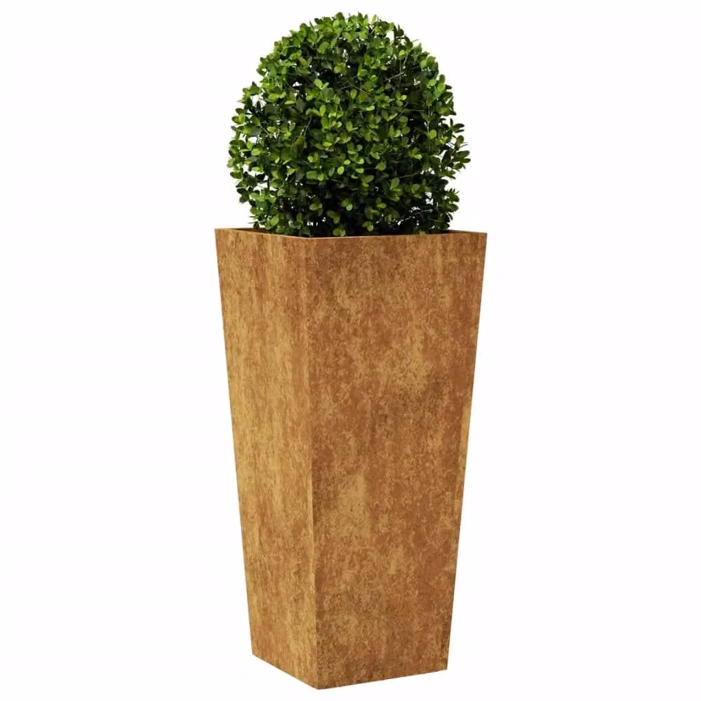 Berkfield Home Garden Corten Steel Planter Tubs in Brown, 2 Pack, W/D/H: 35 x 35 x 75 cm – 4
