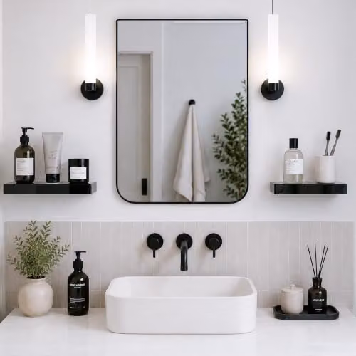 iTrend Set of 2 Black High Gloss Floating Wall Shelves, Modern MDF Wall Mounted Storage Shelves for Living Room, Kitchen and Bathroom, Height: 30 cm – 3