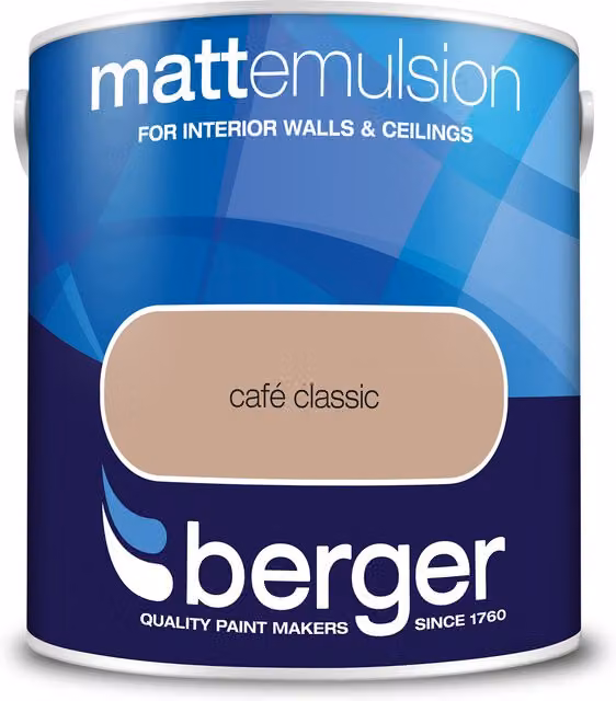 Berger Matt Emulsion Dispersion in Cafe Classic Beige and Brown