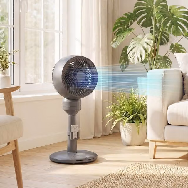 HOMCOM Grey Oscillating Pedestal Air Circulator Fan with Remote Control and Timer