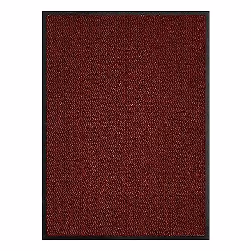 KAV Non-Slip Washable Door Mat, Red and Black, W: 90 cm, D: 150 cm