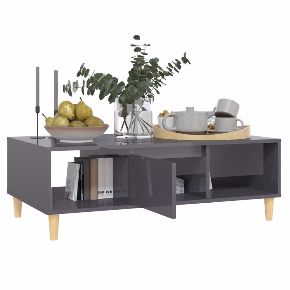 Berkfield Home High Gloss Grey Rectangular Coffee Table, W: 103.5 cm, D: 60 cm, H: 35 cm – 2