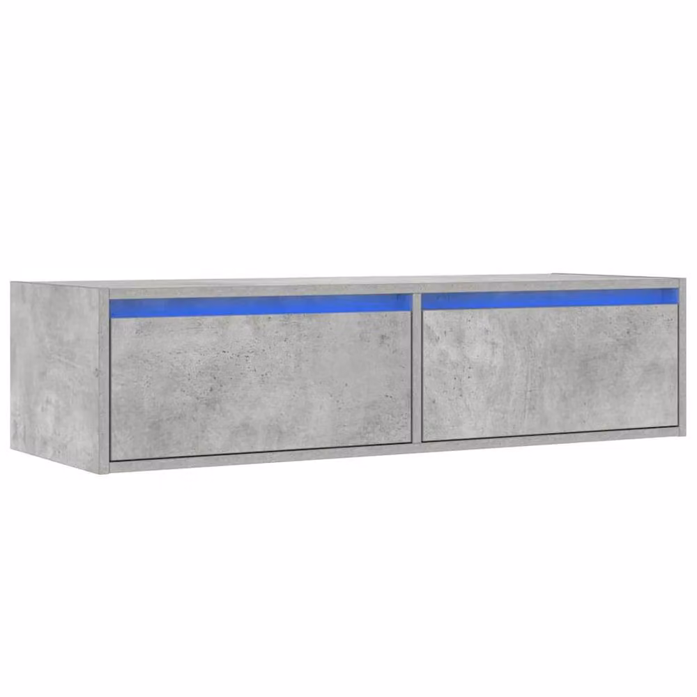 Berkfield Home Modern TV Cabinet with LED Lights in Concrete Grey, W: 100 cm, D: 35.5 cm, H: 25 cm – 3