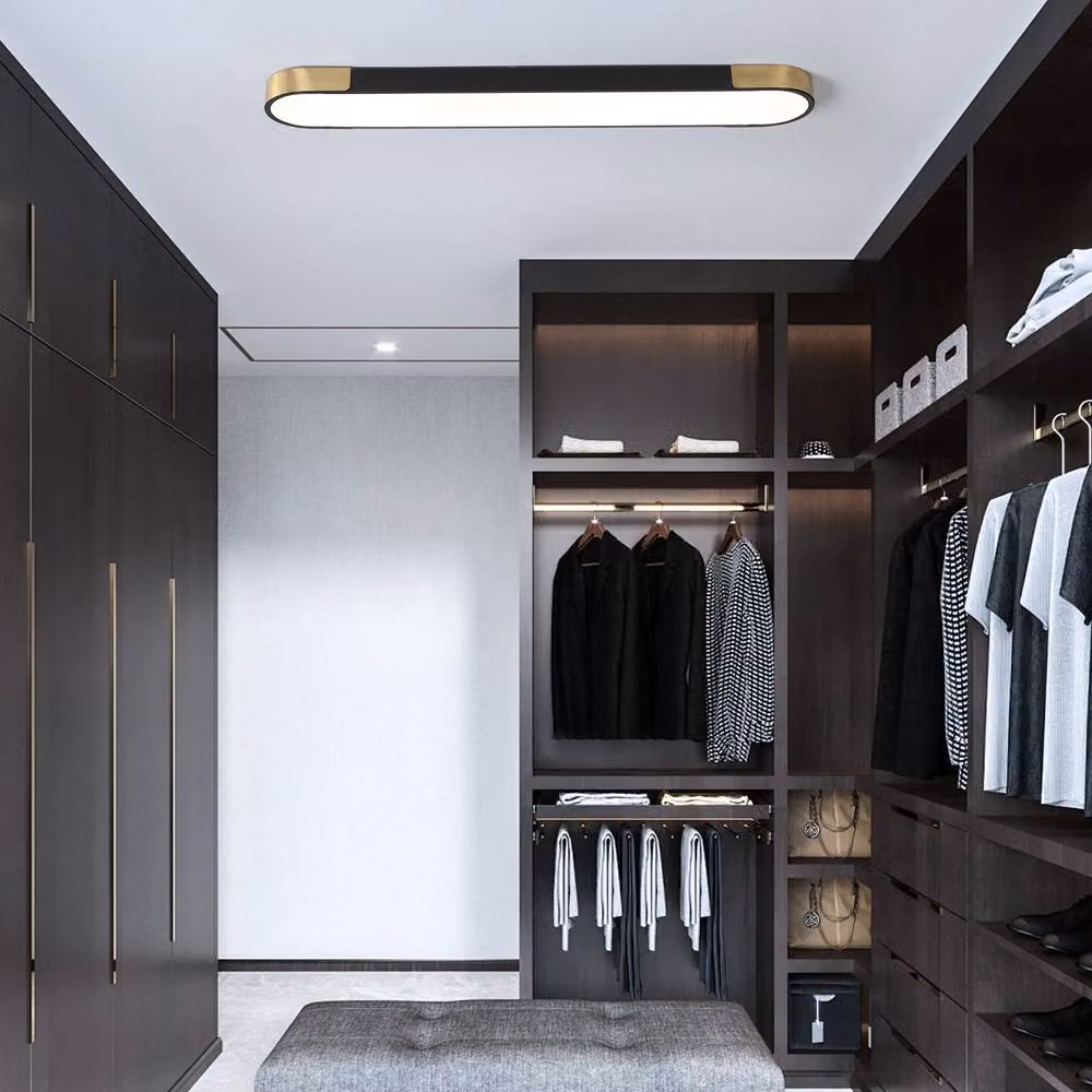 NIVOR Black LED Linear Dimmable Flush Mount Ceiling Light with Remote Control, 100 cm – 6
