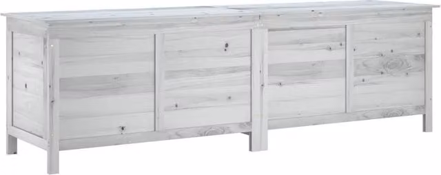 Berkfield Home Garden Storage Box in White Solid Wood Fir, W/D/H: 198.5 x 50 x 56.5 cm