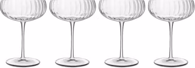 Bormioli Rocco Set of 4 Optica Transparent Glass Champagne Flutes