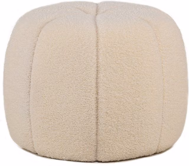 Nordlys Striped Bouclé Living Room Pouf in White