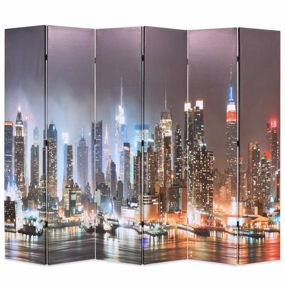 Berkfield Home New York by Night Folding Room Divider, Multicolour, W: 228 cm, H: 170 cm – 1