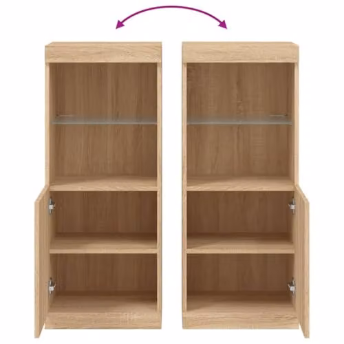 vidaXL Modern Sideboard with Integrated LED Lights in Sonoma Oak, Brown, W/D/H: 41 x 37 x 100 cm – 3