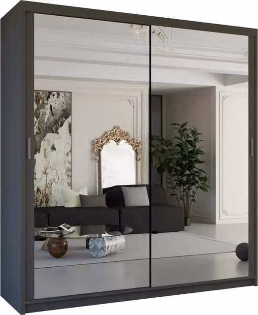 Sliding Wardrobes 4 U Galaxy Full Length Mirrored Sliding Door Wardrobe in Grey, W: 90 cm