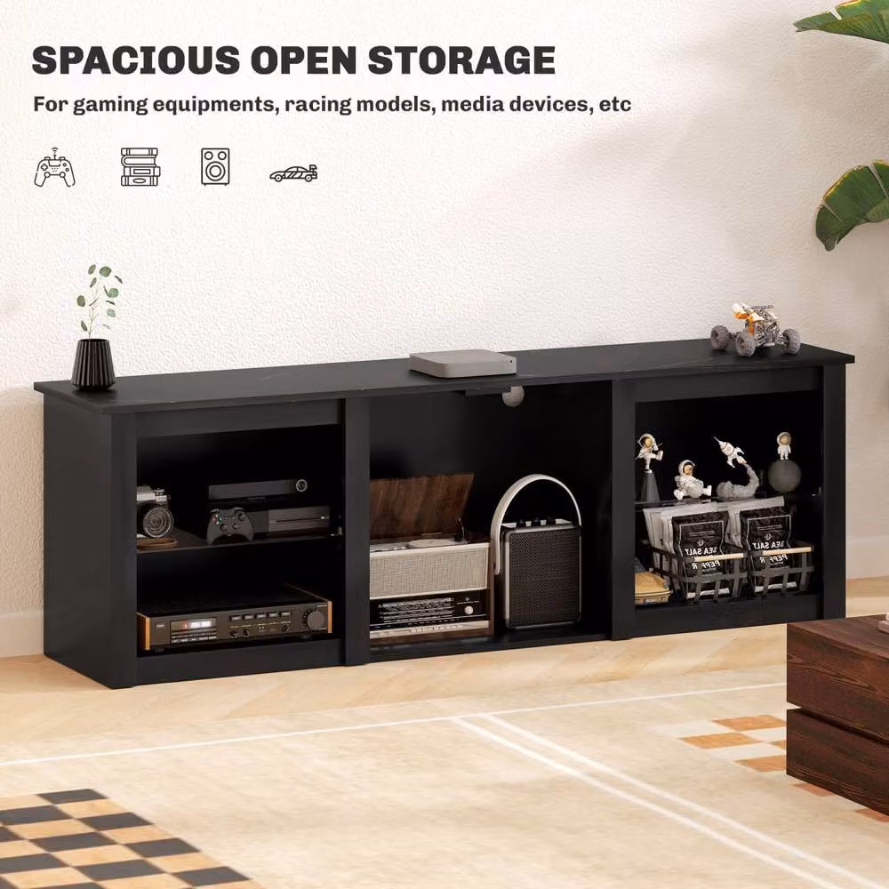 Wyld Haus Filu Black Modern TV Stand with LED Lighting and Storage for up to 65 inch TVs, Width: 160 cm – 5