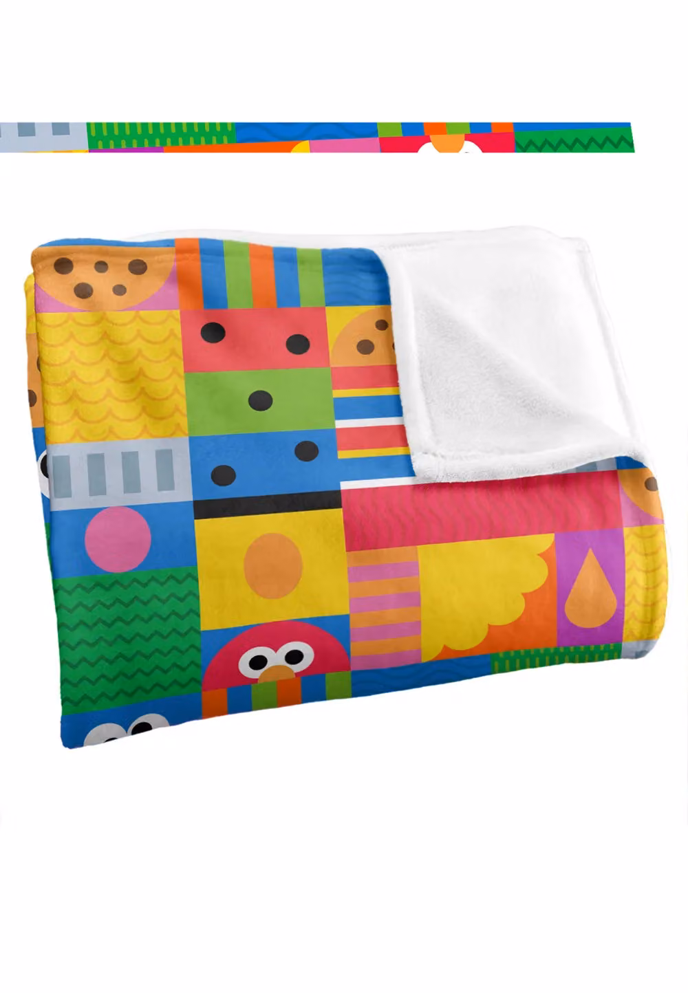 Sesame Street Squares Silky Touch Super Soft Fluffy Throw Blanket, White and Multicolour, W: 152 cm, D: 127 cm – 3