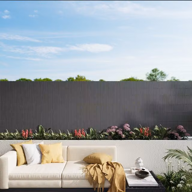 Livingandhome Woven PVC Garden Screening Mat, Grey, W: 500 cm, H: 100 cm