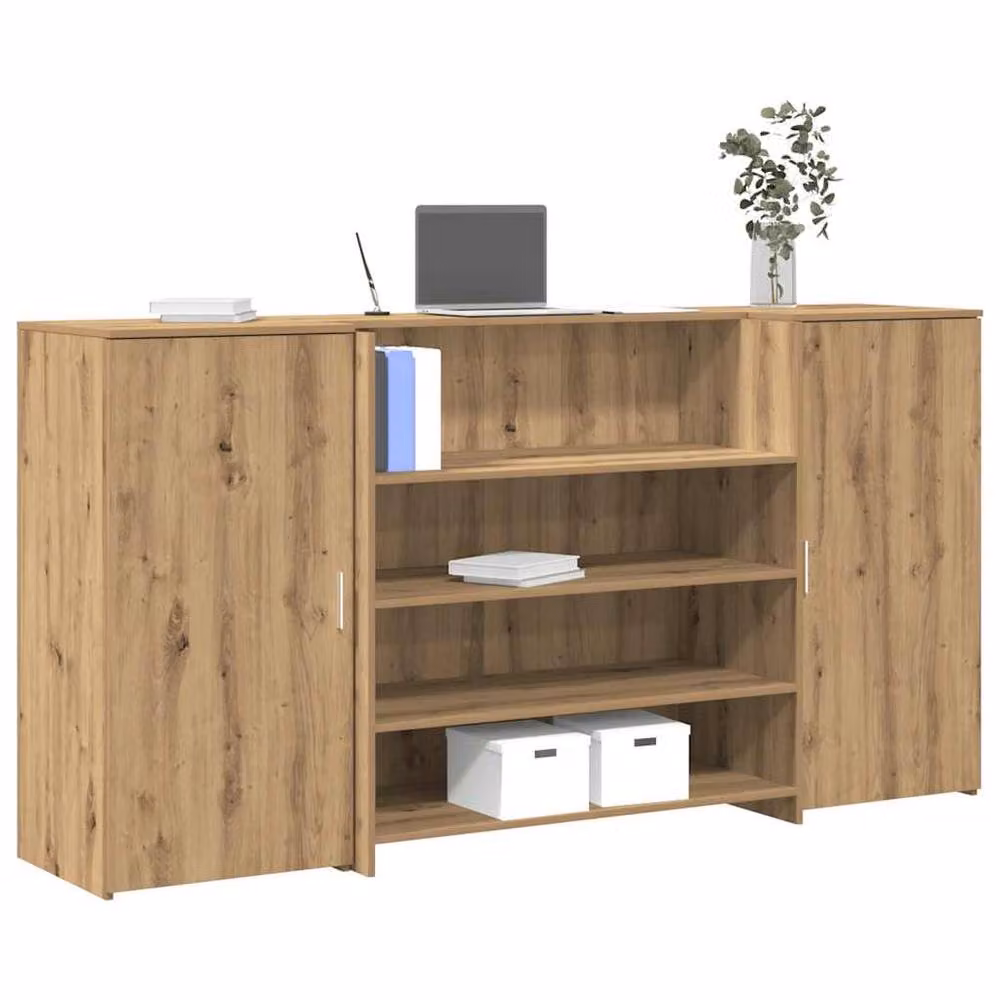 Berkfield Home Artisan Oak Reception Desk in Brown, W/D/H: 200 x 50 x 103.5 cm – 2