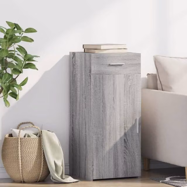 Berkfield Home Grey Sonoma Sideboard in Engineered Wood W/D/H: 40 x 42.5 x 93 cm