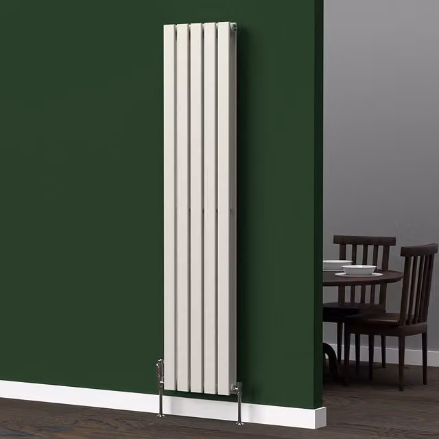 Lux Heat Flat Coloured Vertical Radiator in White, H 160 cm x W 35 cm