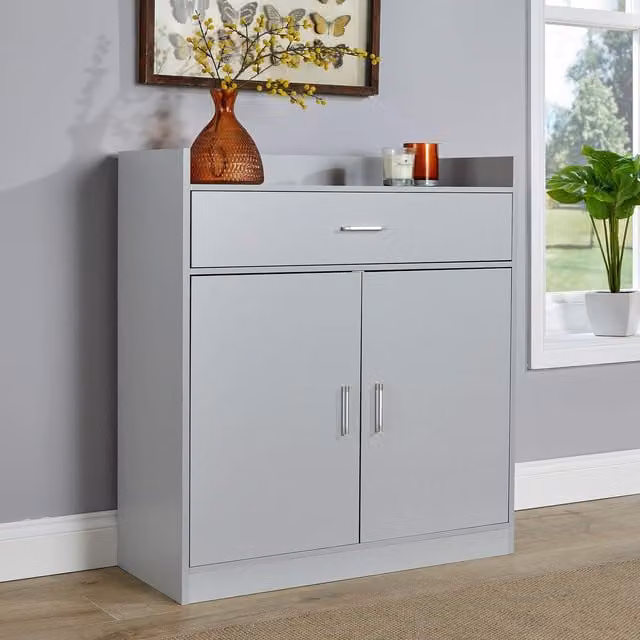 Home Source 2 Door Shoe Storage Cabinet in Grey – 1
