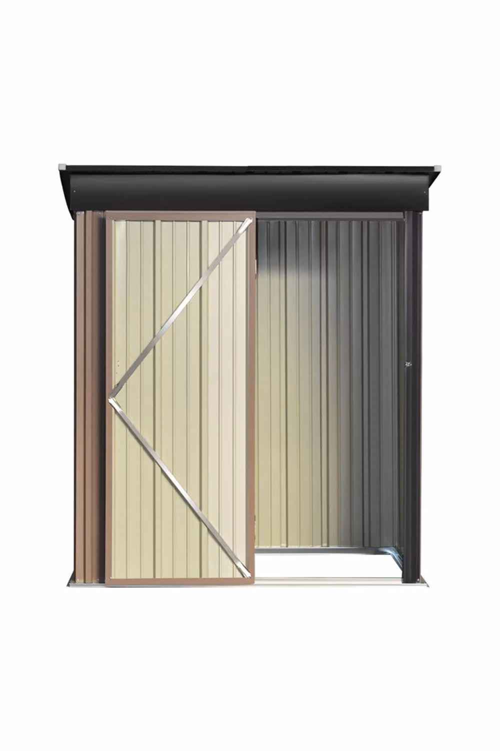 Living and Home Rustic Brown Metal Pent Garden Storage Shed, W: 91.44 cm, D: 181.0 cm, H: 181.0 cm – 3