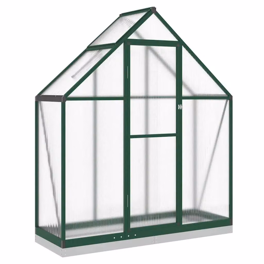 Berkfield Home Greenhouse with Base Frame in Green, Aluminium and Polycarbonate, W/D/H: 169 x 58 x 202 cm – 2