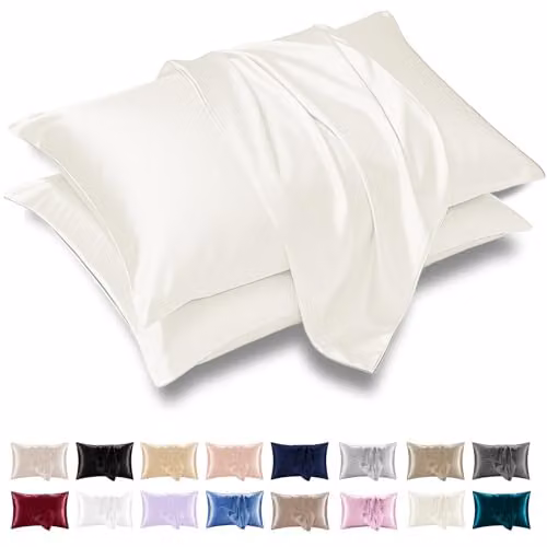 Grace Satin Silk Pillowcase 4 Pack in White with Envelope Closure – 1