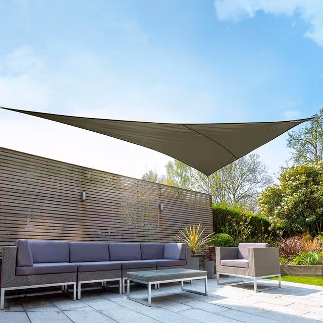 Kookaburra Waterproof Right Angle Triangle Sun Shade Sail, Sage Green, UPF 50, W: 6 m, D: 4.2 m