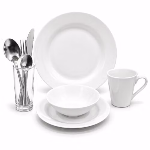 Simpa Gather & Grow 9-Piece White Ceramic Dinner Set for One