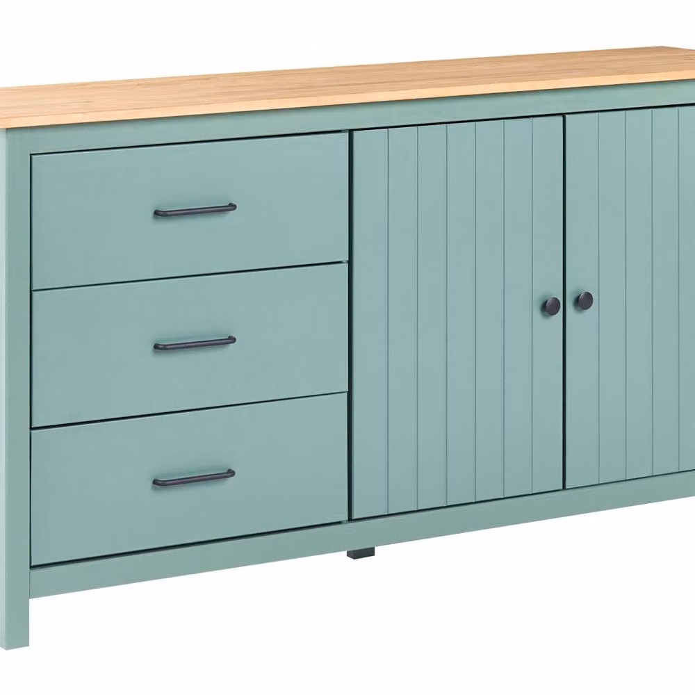 Wyld and Coco Nordic Pine Sideboard in Green with 2 Doors and 3 Drawers in Scandinavian Style – 2