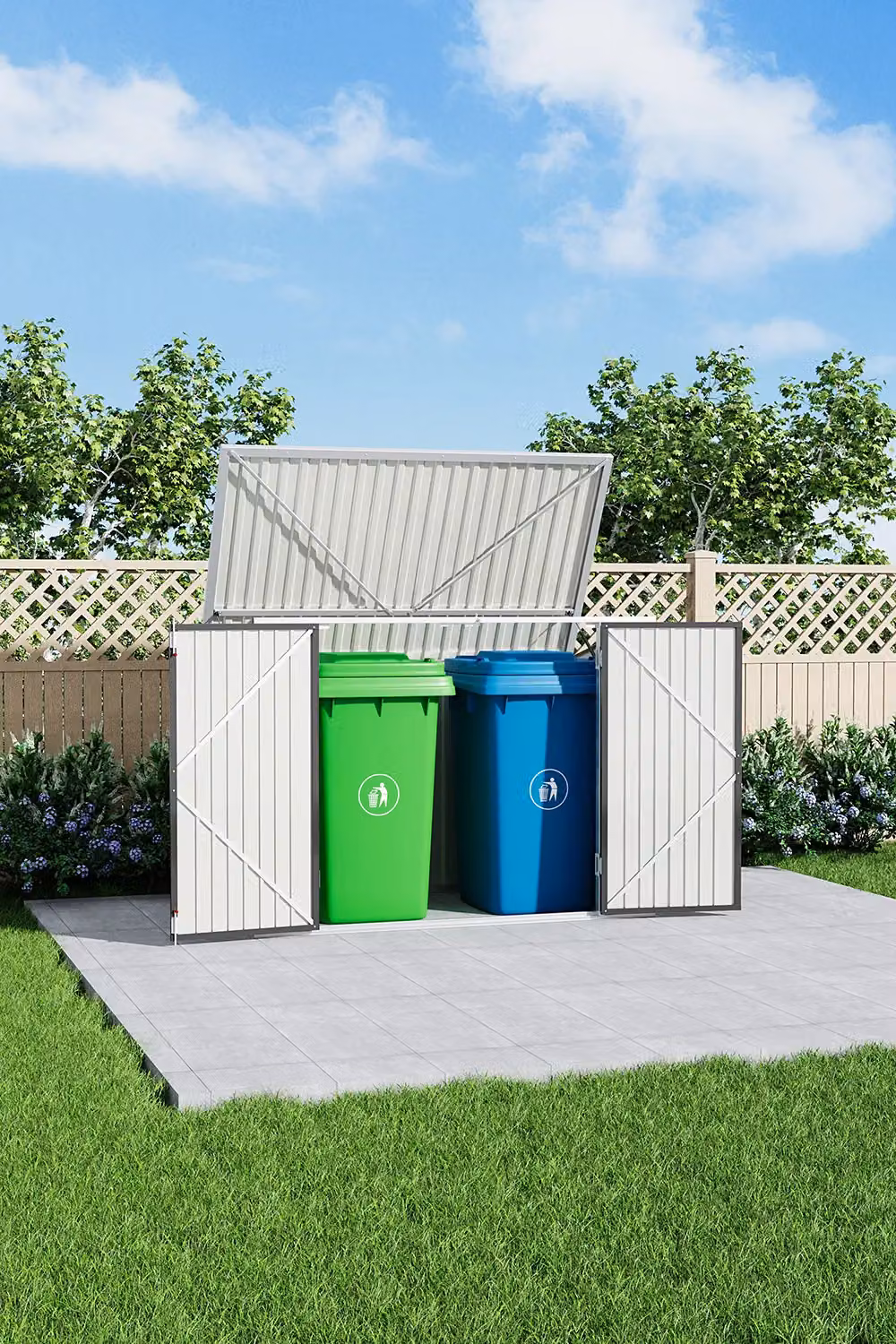 H&O Direct Modern Steel Single Door Bin Store and Outdoor Storage Shed in Black, H 176 x W 130 x D 105 cm – 2