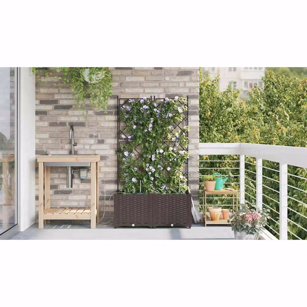 Berkfield Home Garden Planters with Water Irrigation System, 2 Pack, Brown – 3