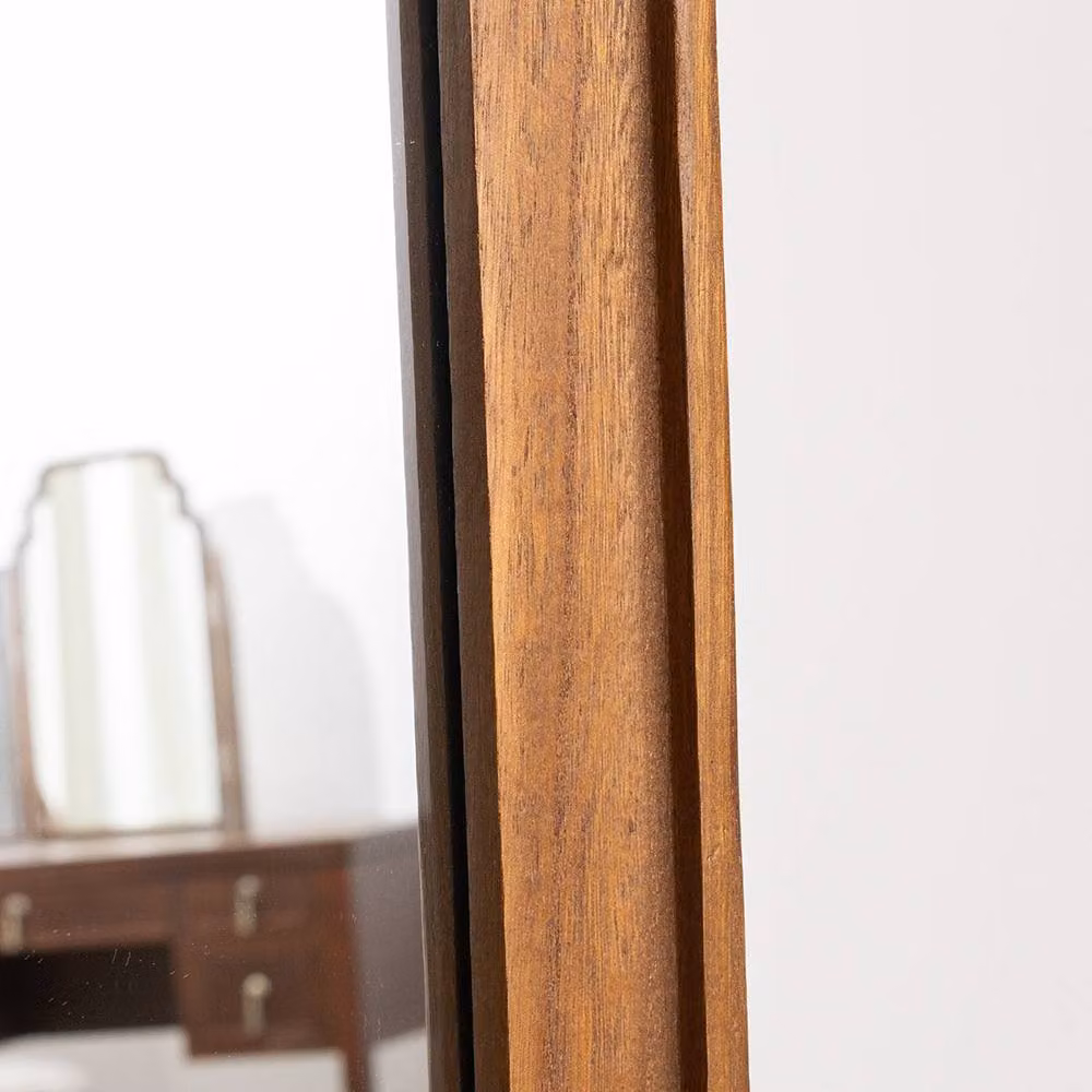 Melody Maison Natural Wood Wavy Edge Full Length Wall and Leaner Mirror in Brown, W: 47 cm, H: 142 cm – 3