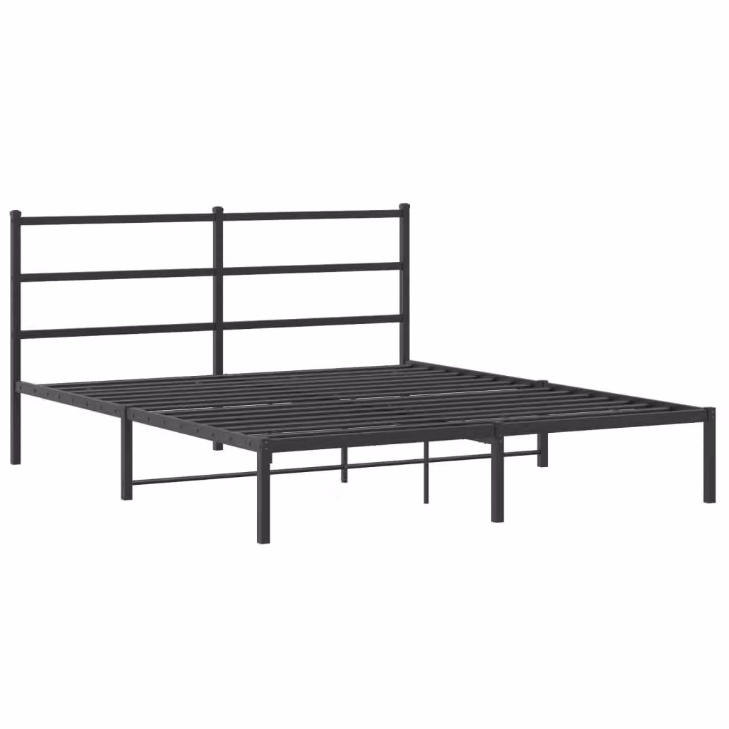 Berkfield Home Metal Bed Frame with Headboard, Black, W/D/H: 160 x 200 cm – 2
