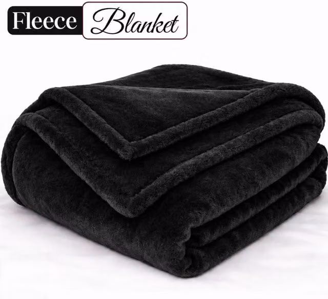 Pamposh Extra Large Reversible Flannel Fleece Blanket in Black – 1