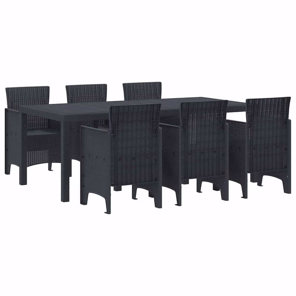 Berkfield Home 7 Piece Anthracite Poly Rattan Garden Dining Set in Charcoal – 2