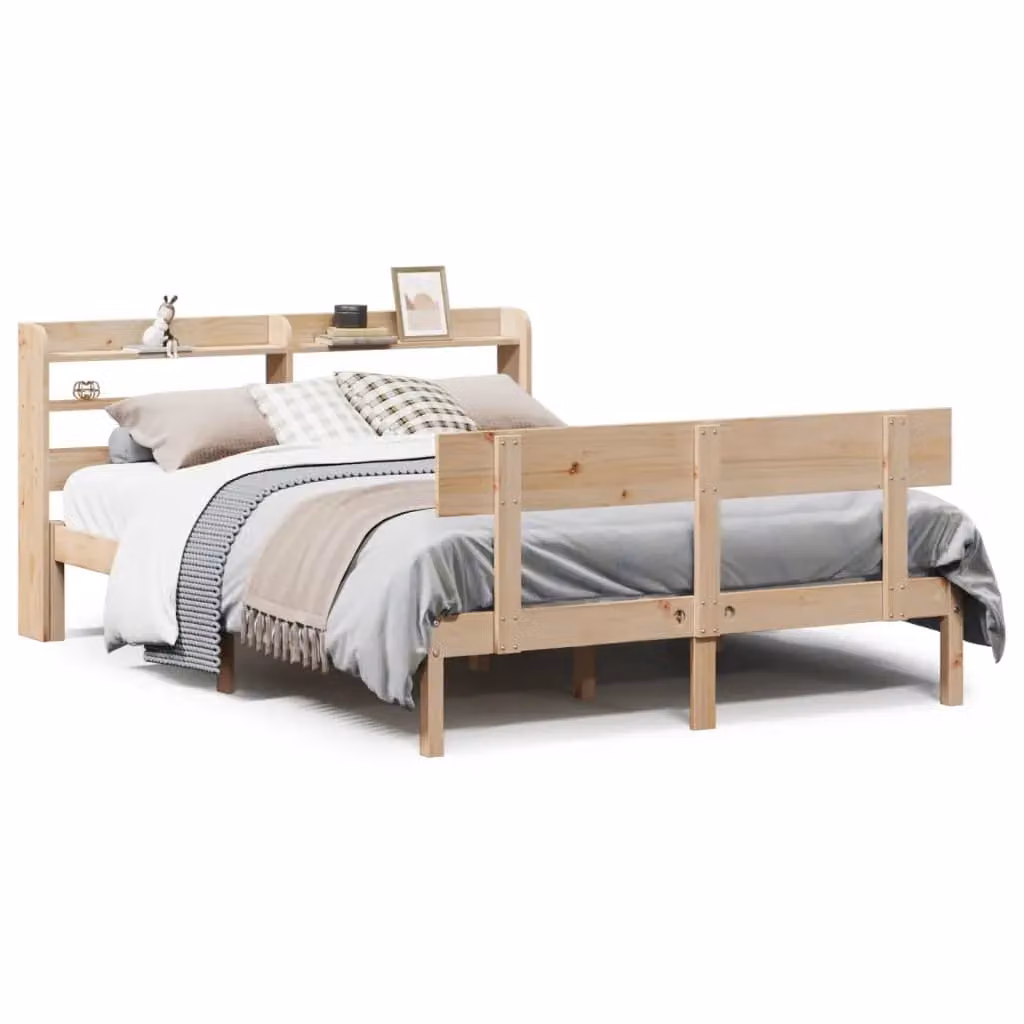 Berkfield Home King Size Solid Wood Pine Bed Frame in Brown, W: 150 cm, D: 200 cm – 2