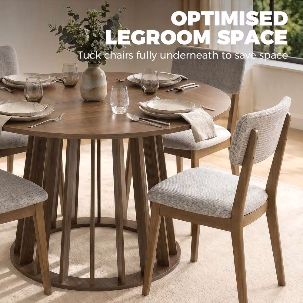 FORGEVIO Modern Round Wood Dining Table in Brown, Diameter: 120 cm, Height: 75 cm – 3