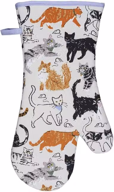 Ulster Weavers Feisty Cats Gauntlet Oven Glove in Grey, Brown and Multicolour, 100% Cotton, 37 x 20 cm