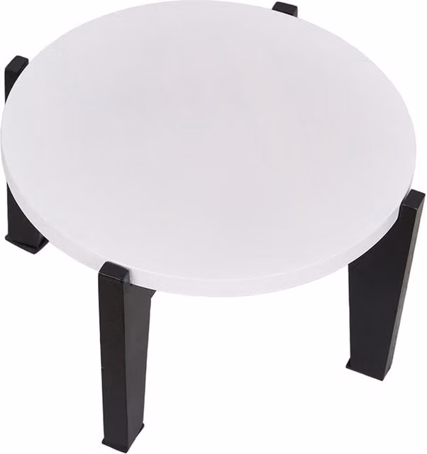 Livingandhome Minimalist Round Tabletop Raised Potted Plant Stand in Matt Black and White, W/D/H: 22 x 22 x 22 cm