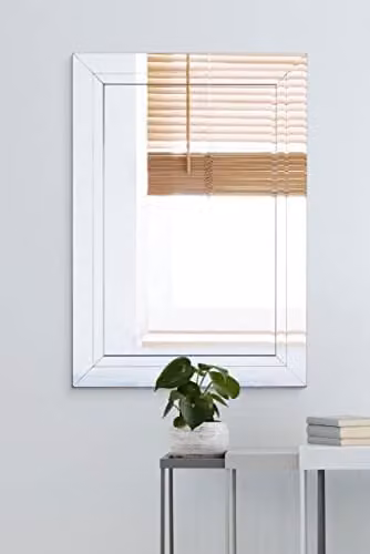 MirrorOutlet Modern Rectangular Glass Wall Mirror in Silver, W: 100 cm, H: 70 cm