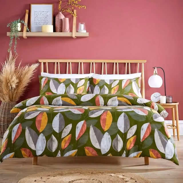 NewEdgeBlinds Floral Modern Nature Duvet Cover, Multicolour Green, 140 x 200 cm