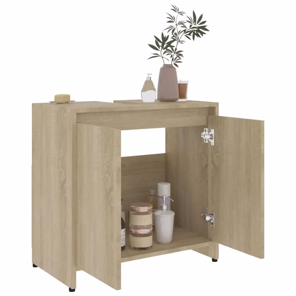 Berkfield Home Sonoma Oak Bathroom Cabinet, Brown, W/D/H: 60 x 33 x 61 cm – 2