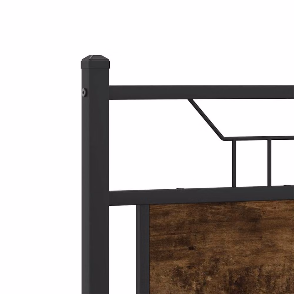 Berkfield Home Small Double Bed Frame in Smoked Oak and Brown with Lift Up Base, W/D/H: 120 x 200 x 91.5 cm – 5