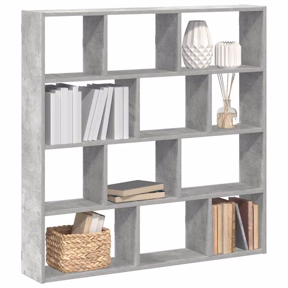 Berkfield Home Wall Mounted 12 Compartment Cube Shelf in Concrete Grey MDF – 2