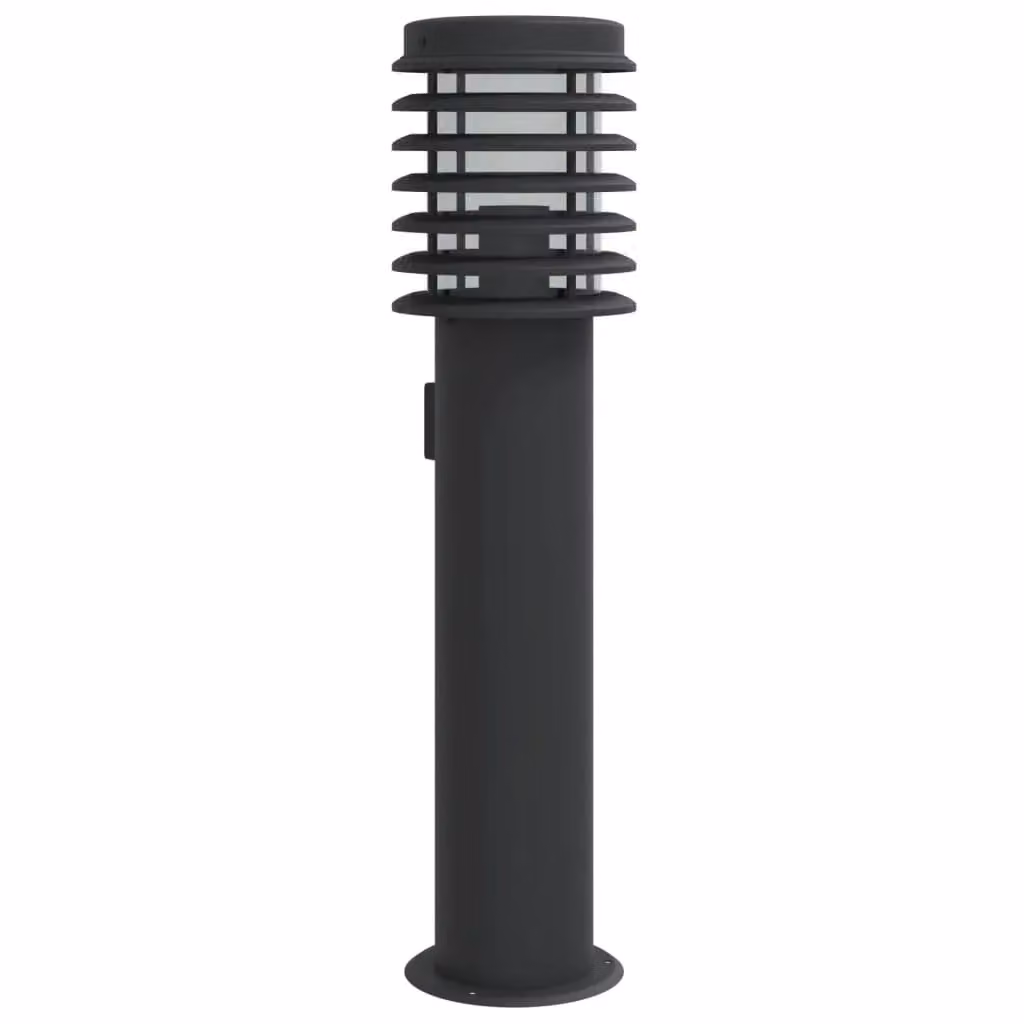 Berkfield Home Black Stainless Steel Outdoor Floor Lamp with Outlet, Height: 60 cm – 2