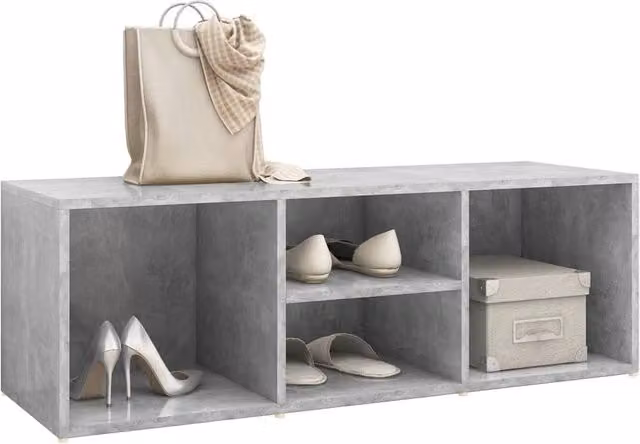Berkfield Home Shoe Storage Bench in Concrete Grey, W/D/H: 105 x 35 x 35 cm