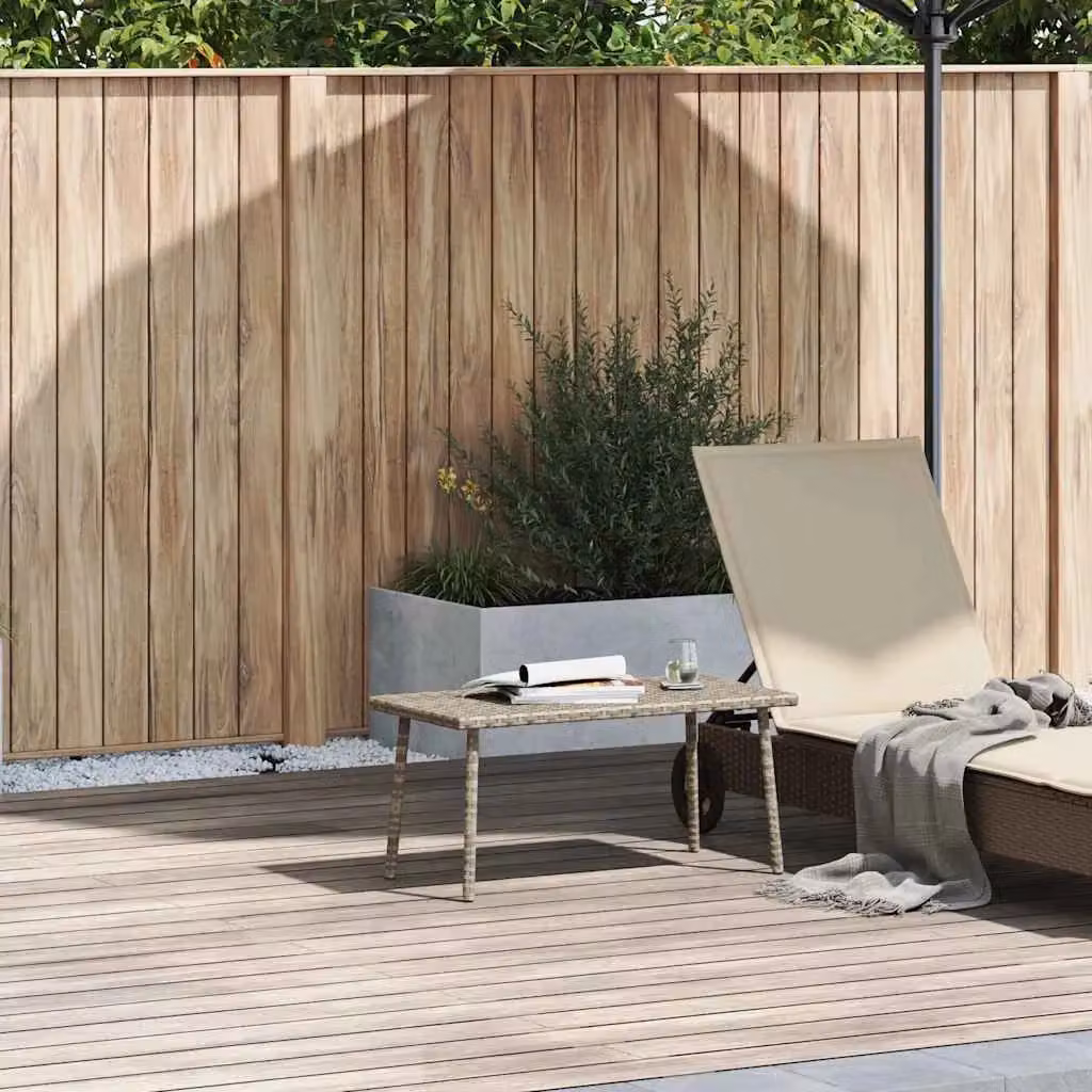 Berkfield Home Rectangular Garden Coffee Table in Light Grey Poly Rattan, W/D/H: 80 x 40 x 37 cm – 2
