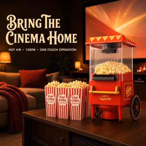 Almineez Retro Carnival Popcorn Maker, Red 1200W Electric Hot Air Popcorn Machine – 2