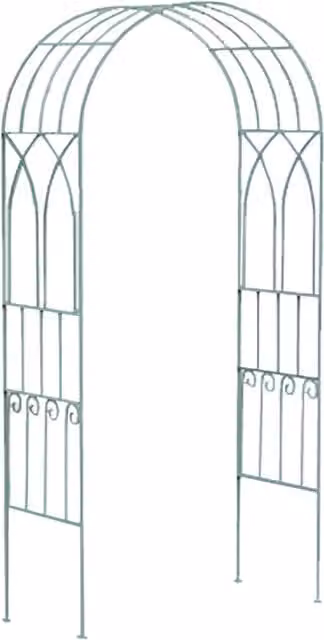 Charles Bentley Decorative Wrought Iron Garden Arch Climbing Frame in Green