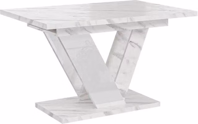 Nordara Modern White Marble Effect Extendable Rectangular Dining Table