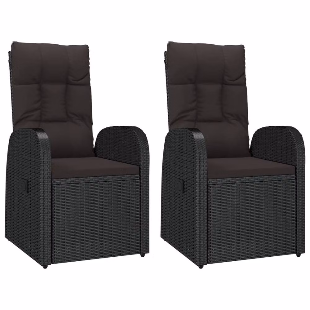 Berkfield Home 3 Piece Black Poly Rattan and Powder Coated Steel Garden Lounge Set with Outdoor Coffee Table – 4